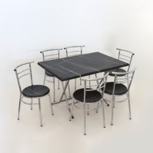 PACK TABLE PLIANTE 120X80 WZ +06 CHAISES CASA noir