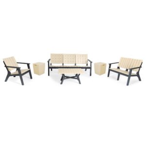 SALON CENTRAL PARK 8PLACES BOIS (2TABOURETS_COFFRES)