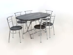 PACK TABLE PLIANTE OVAL 146X94 WZ +06CHAISES CASA MARBRE NOIR