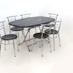 PACK TABLE PLIANTE OVAL 146X94 WZ +06CHAISES CASA MARBRE NOIR