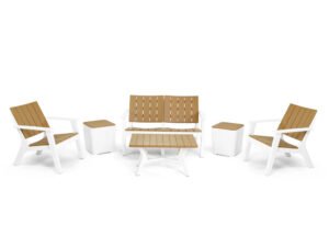 SALON CENTRAL PARK 6PLACES BOIS (2TABOURETS_COFFRES)
